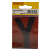 Centurion 75mm Black Helvetica Bold Condensed Style Vinyl Letter Y - Pack of 10