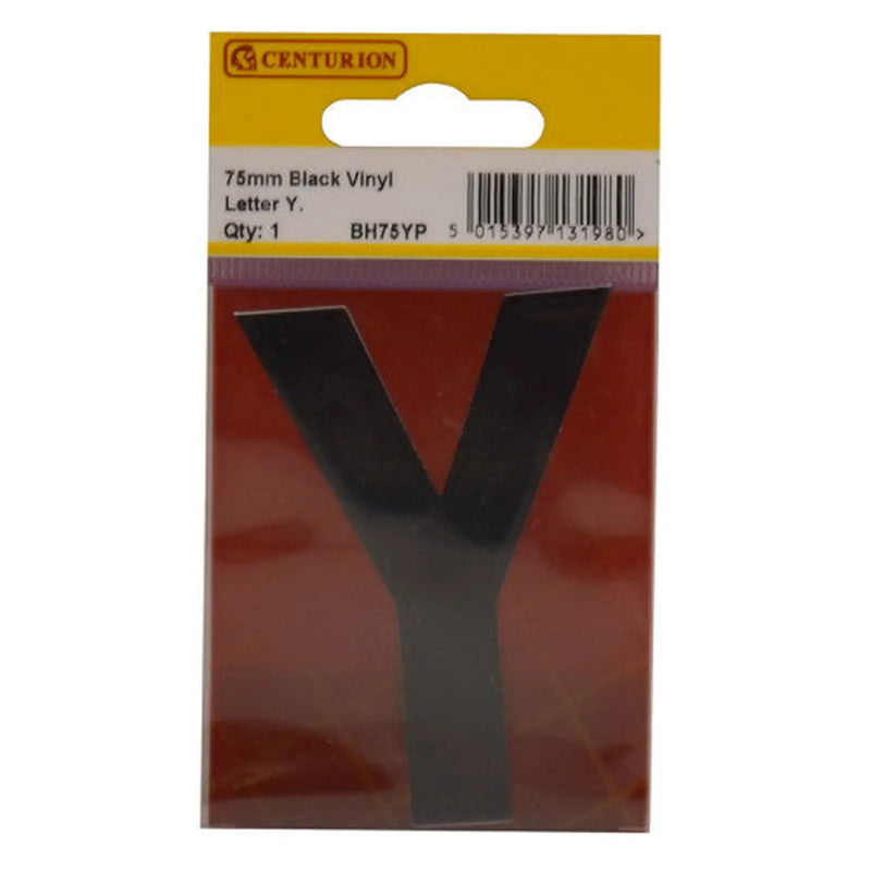 Centurion 75mm Black Helvetica Bold Condensed Style Vinyl Letter Y - Pack of 10