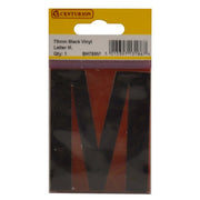 Centurion 75mm Black Helvetica Bold Condensed Style Vinyl Letter M - Pack of 10