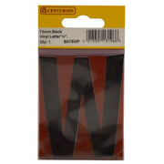 Centurion 75mm Black Helvetica Bold Condensed Style Vinyl Letter W - Pack of 10