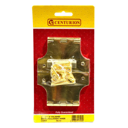 Centurion Solid Brass Parliament Hinges, Polished Brass, 102mm x 76mm x 127mm - Pack of 3