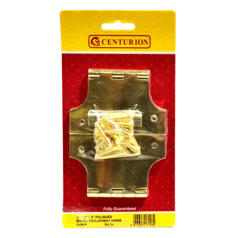 Centurion Solid Brass Parliament Hinges, Polished Brass, 102mm x 76mm x 127mm - Pack of 3
