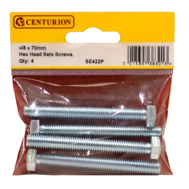 Centurion M8 x 70mm Hex Head Set Screws (Pack of 4) - Pack of 5