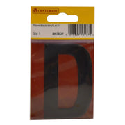 Centurion 75mm Black Helvetica Bold Condensed Style Vinyl Letter D - Pack of 10