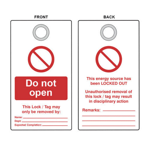 Centurion 'Do Not Open' Lockout Tag (Double Sided, 10 Pack) 1