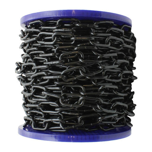 Centurion Steel Welded Straight Link Chain, Black, 4mm x 26mm x 30m