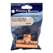 Centurion 22mm Solder Ring Copper Equal Tee - Pack of 5
