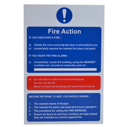Centurion Fire action on discovering a fire 1.2mm Recyclable PP (200 x 300mm) - Min Order 2