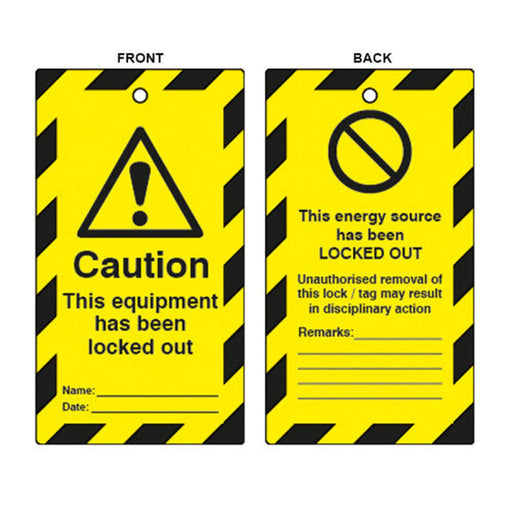 Centurion 'Caution This Equipment Has Been Locked Out' Lockout Tag (Double Sided, 10 Pack) 2