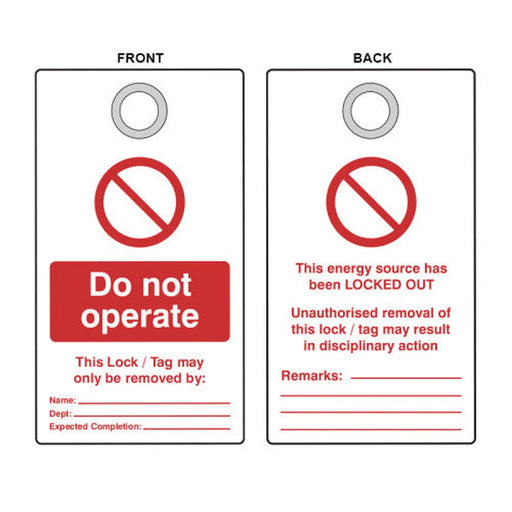 Centurion 'Do Not Operate' Lockout Tag (Double Sided, 10 Pack) 2