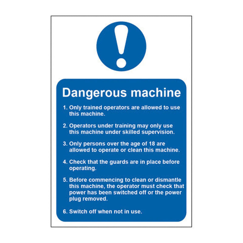 Centurion Dangerous machine (Safety information) - Self Adhesive PP (200 x 300mm) - Min Order 2