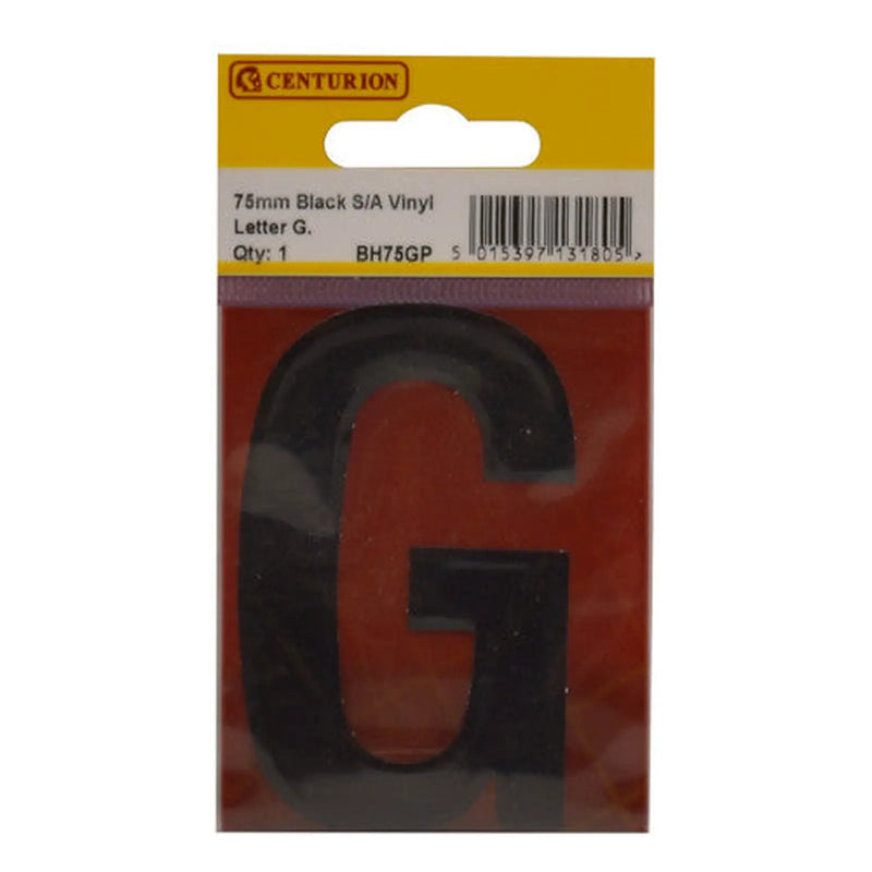 Centurion 75mm Black Helvetica Bold Condensed Style Vinyl Letter G - Pack of 10