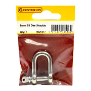 Centurion Dee Shackles, Stainless Steel, 6mm x 19mm x 10mm - Pack of 5