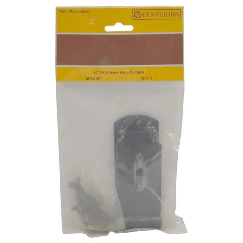 Centurion Heavy Duty Safety Hasp and Staple, Black, 250mm - Pack of 3