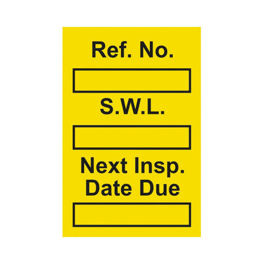 Centurion 'Safe Working Load' Mini Tag Insert, Yellow (Pack of 20)