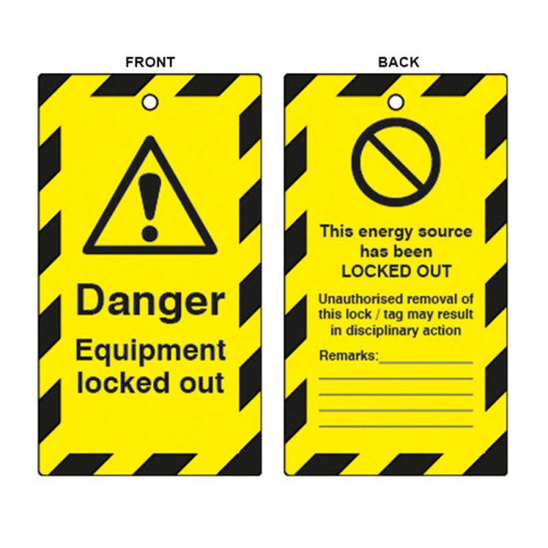 Centurion 'Danger Equipment Locked Out' Lockout Tag (Double Sided, 10 Pack)