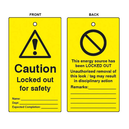 Centurion 'Caution Locked Out For Safety' Lockout Tag (Double Sided, 10 Pack)