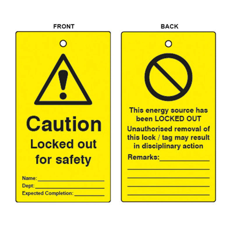 Centurion 'Caution Locked Out For Safety' Lockout Tag (Double Sided, 10 Pack)