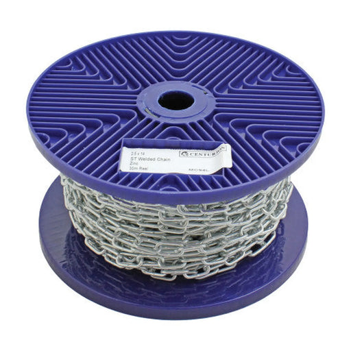 Centurion Steel Welded Straight Link Chain, Zinc Plated, 3mm x 16mm x 30m