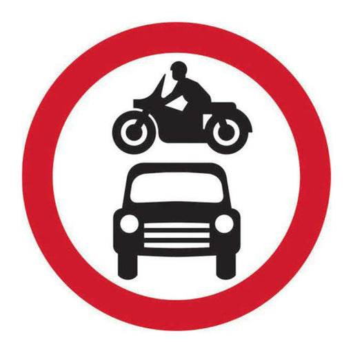 Centurion 450mm dia. ACP 'Motor Vehicles Prohibited' Road Sign (with channel)
