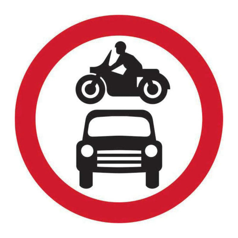 Centurion 450mm dia. ACP 'Motor Vehicles Prohibited' Road Sign (with channel)