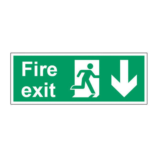 Centurion Fire exit (arrow Down) 1.2mm Recyclable PP (400 x 150mm) - Min Order 2