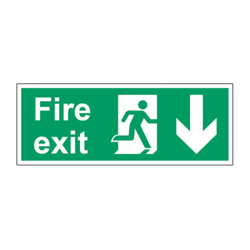 Centurion Fire exit (arrow Down) 1.2mm Recyclable PP (400 x 150mm) - Min Order 2