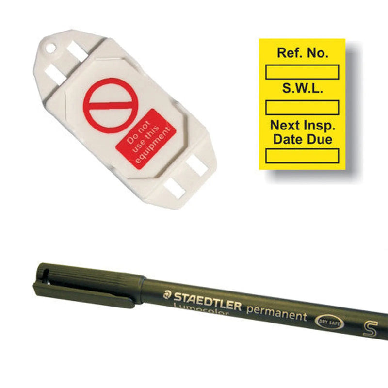 Centurion 'Safe Working Load' Mini Tag Insert Kit, Yellow