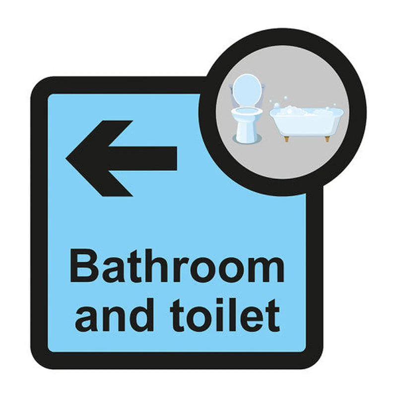 Centurion Assisted Living Sign: Bathroom and toilet arrow left - S/A FMX (305 x 310mm)