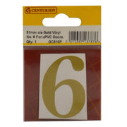 Centurion 51mm Gold Traditional Oldstyle Font Vinyl Number 6 - Pack of 10