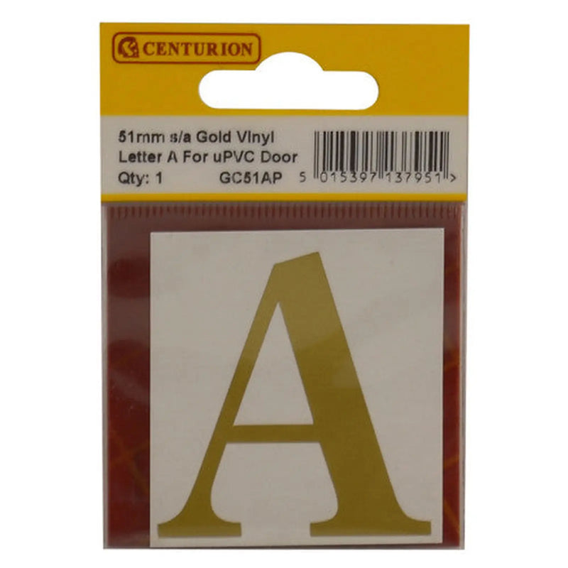 Centurion 51mm Gold Traditional Oldstyle Font Vinyl Letter A - Pack of 10