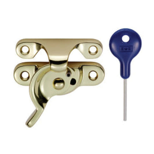 Locking Sash Fastener (Fitch Pattern) - Polished Brass 64MMx25MM