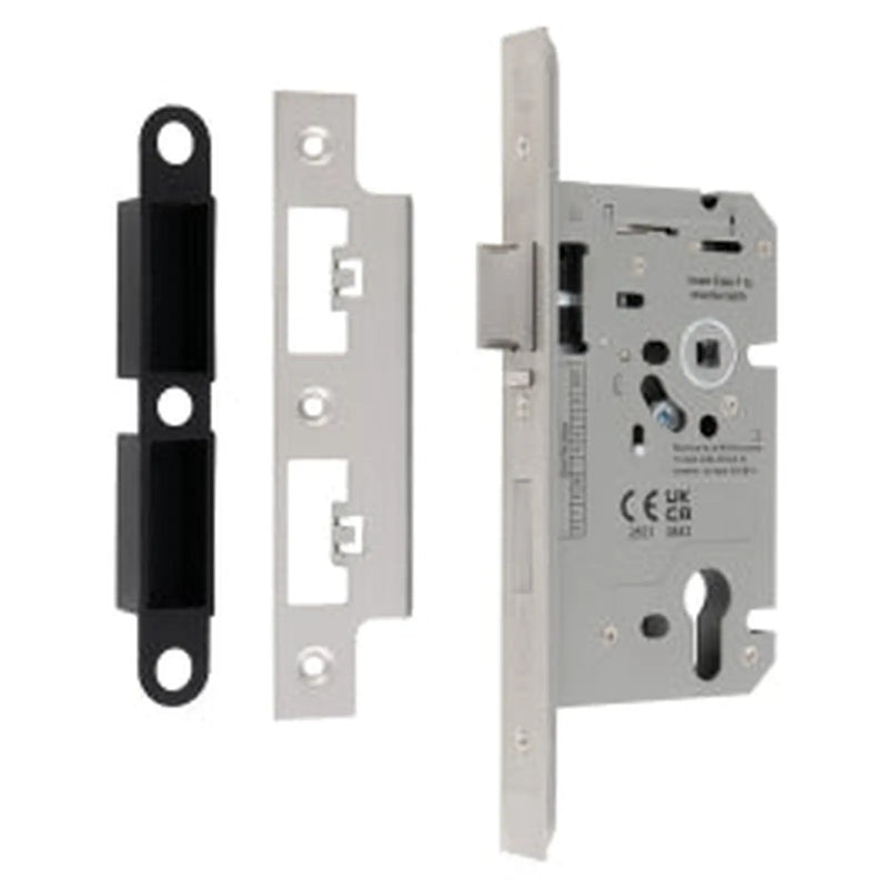 60Mm Din Euro Escape Lock - 72Mm C/C - Square - Satin Stainless Steel