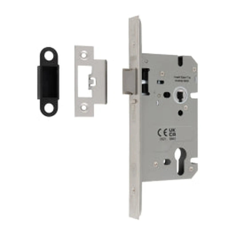 60Mm Din Euro Nightlatch - 72Mm C/C - Square - Satin Stainless Steel