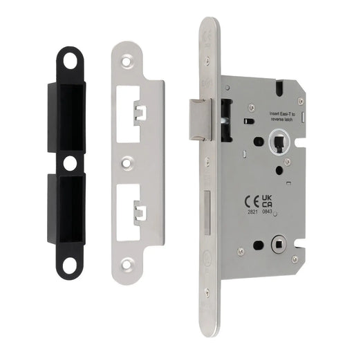 60Mm Din Bathroom Lock - 5Mm Follower - 78Mm C/C - Radius - Satin Stainless Steel