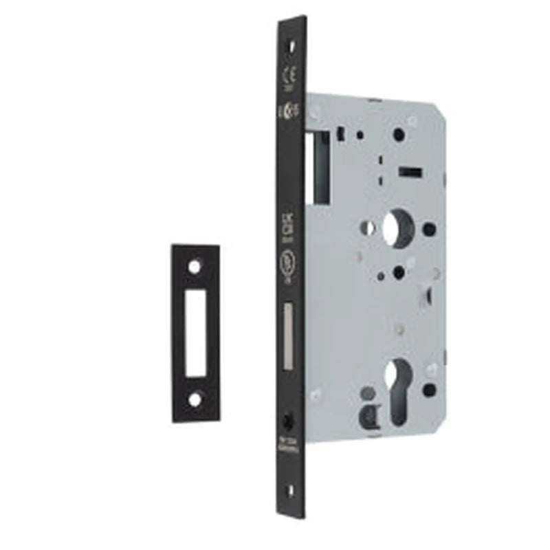 60Mm Din Euro Deadlock - Square - Matt Black