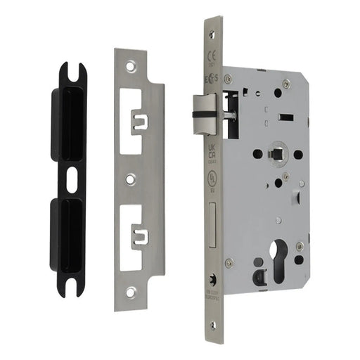 55Mm Din Euro Sashlock - 72Mm C/C - Square - Satin Stainless Steel