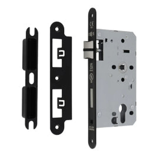 60Mm Din Euro Sashlock - 72Mm C/C - Radius - Matt Black