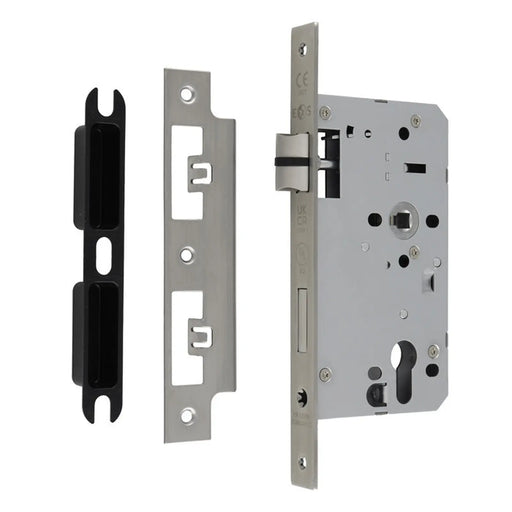60Mm Din Euro Sashlock - 72Mm C/C - Square - Satin Stainless Steel