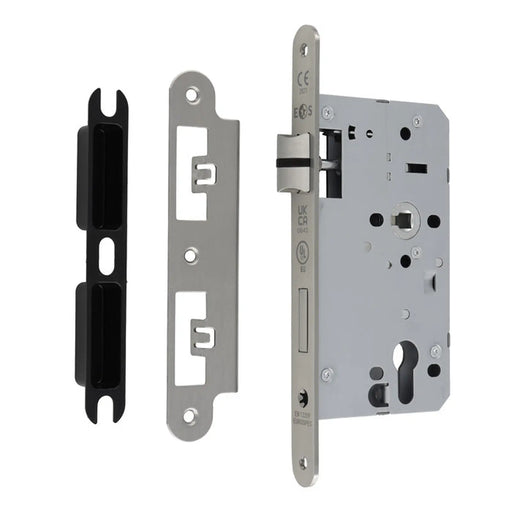 60Mm Din Euro Sashlock - 72Mm C/C - Radius - Satin Stainless Steel