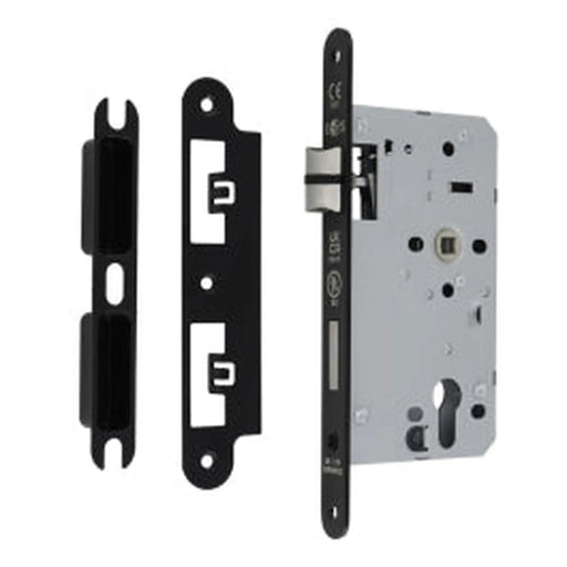 60Mm Din Euro Escape Lock - 72Mm C/C - Radius - Matt Black