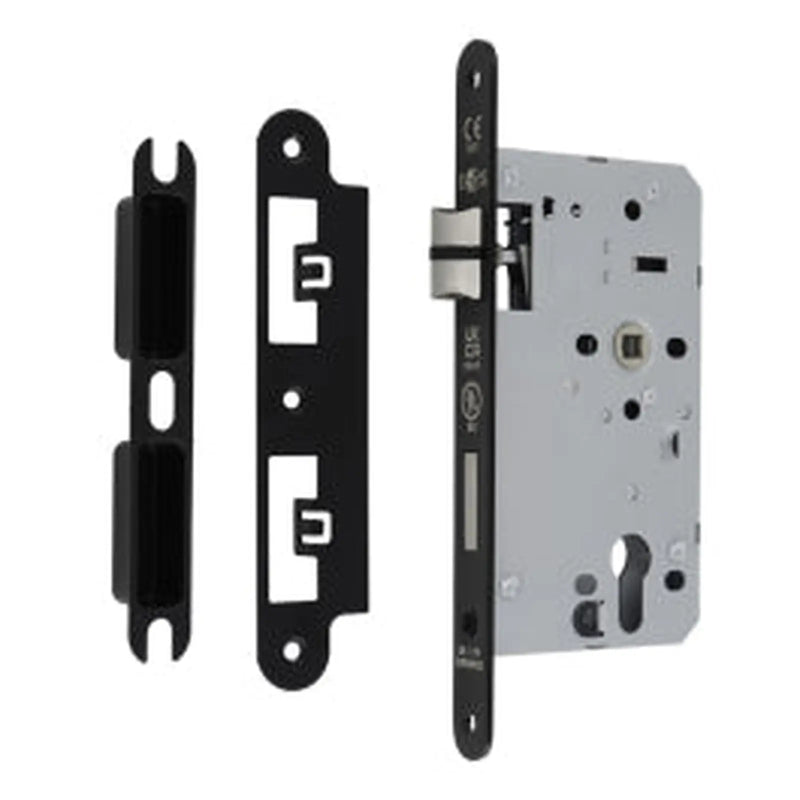 60Mm Din Euro Escape Lock - 72Mm C/C - Radius - Matt Black