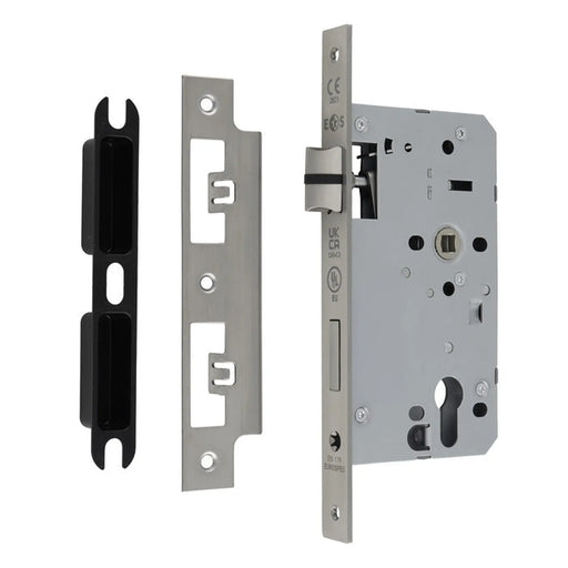 60Mm Din Euro Escape Lock - 72Mm C/C - Square - Satin Stainless Steel