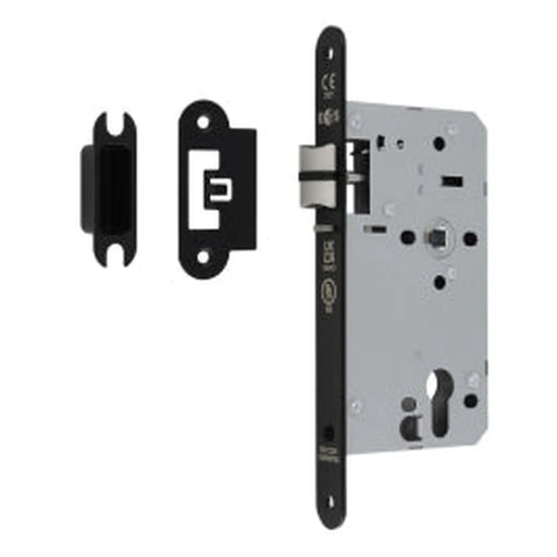60Mm Din Euro Nightlatch - 72Mm C/C - Radius - Matt Black