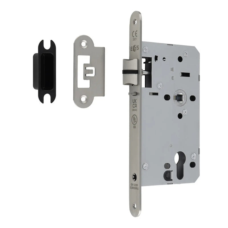 60Mm Din Euro Nightlatch - 72Mm C/C - Radius - Satin Stainless Steel