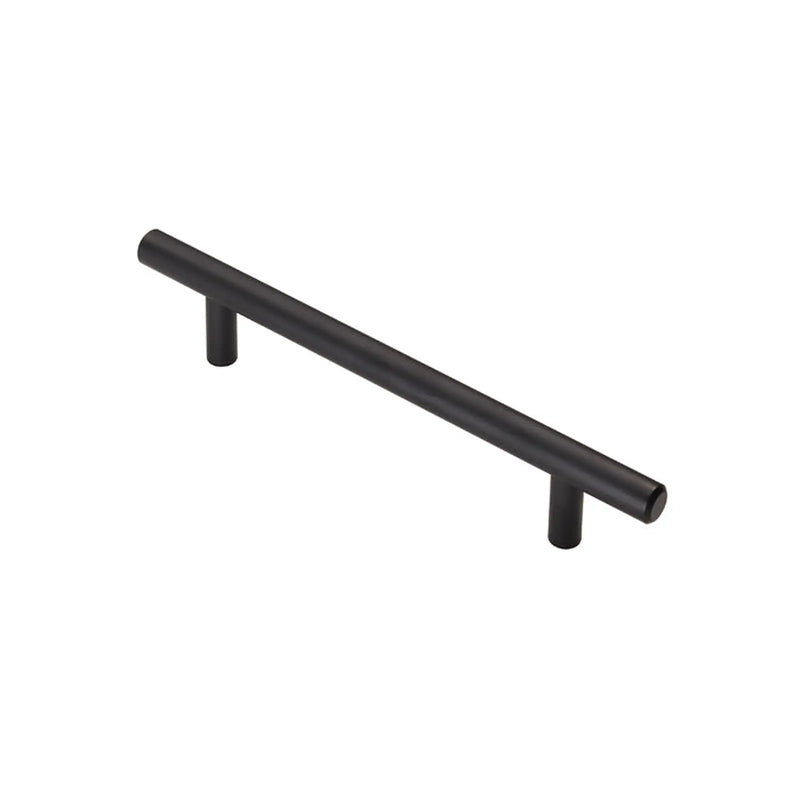 12Mm Dia. T-Bar Pull Handle - 128Mm C/C - Bolt Through Fixing - Matt Black 128mm c/c