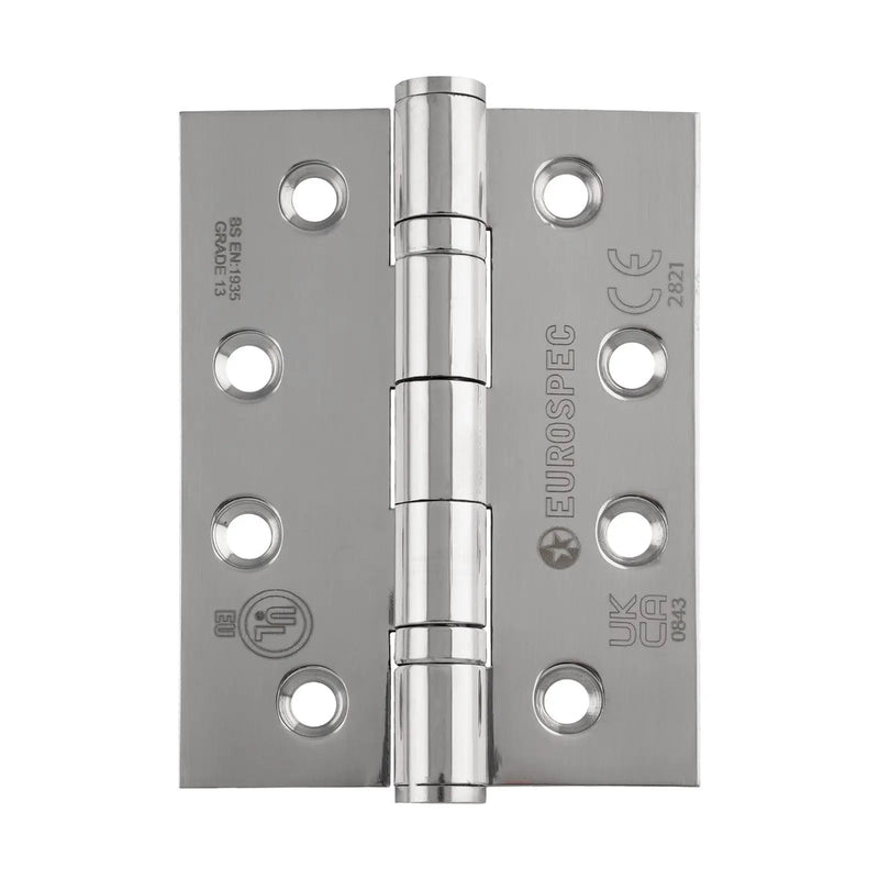 102 X 76 X 2.5Mm Ball Bearing Hinge Grade 13 C/W Screws (3 Pack) - Bright Stainless Steel