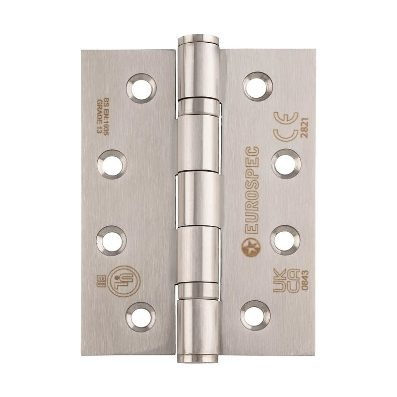 102 X 76 X 2.5Mm Ball Bearing Hinge Grade 13 C/W Screws (3 Pack) - Satin Stainless Steel