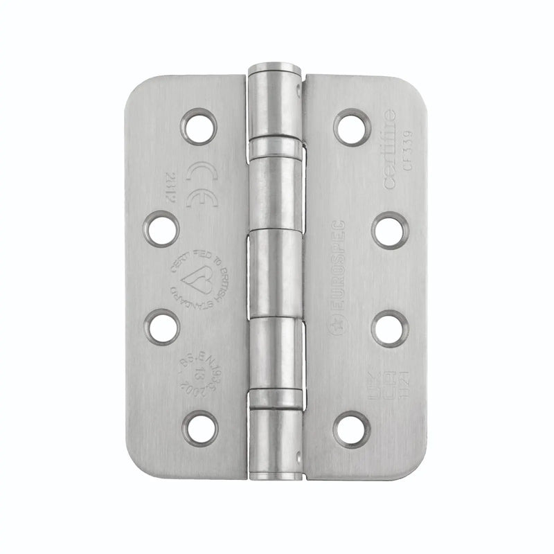 102 X 76 X 2.5Mm Ball Bearing Hinge Grade 13 C/W Screws - Radius (3 Pack) - Satin Stainless Steel