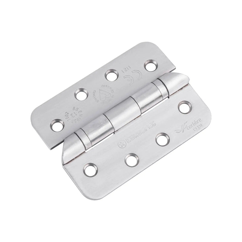 102 X 76 X 3Mm Hospital Tip Ball Bearing Hinge Grade 13 C/W Screws - Radius (Pair) - Satin Stainless Steel